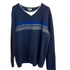 WAREHOUSE ONE Sweater Layered Look V-Neck Tee Ribbed Size XL
